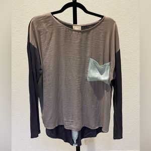 Anthropologie Dolan Taupe Colorblock Top